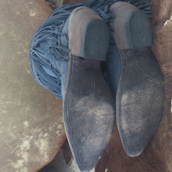 LIBERTY BLACK LB71124 "Vegas" Russian Blue fringe cowgirl boots snip toe sz 10 - Picture 14 of 16